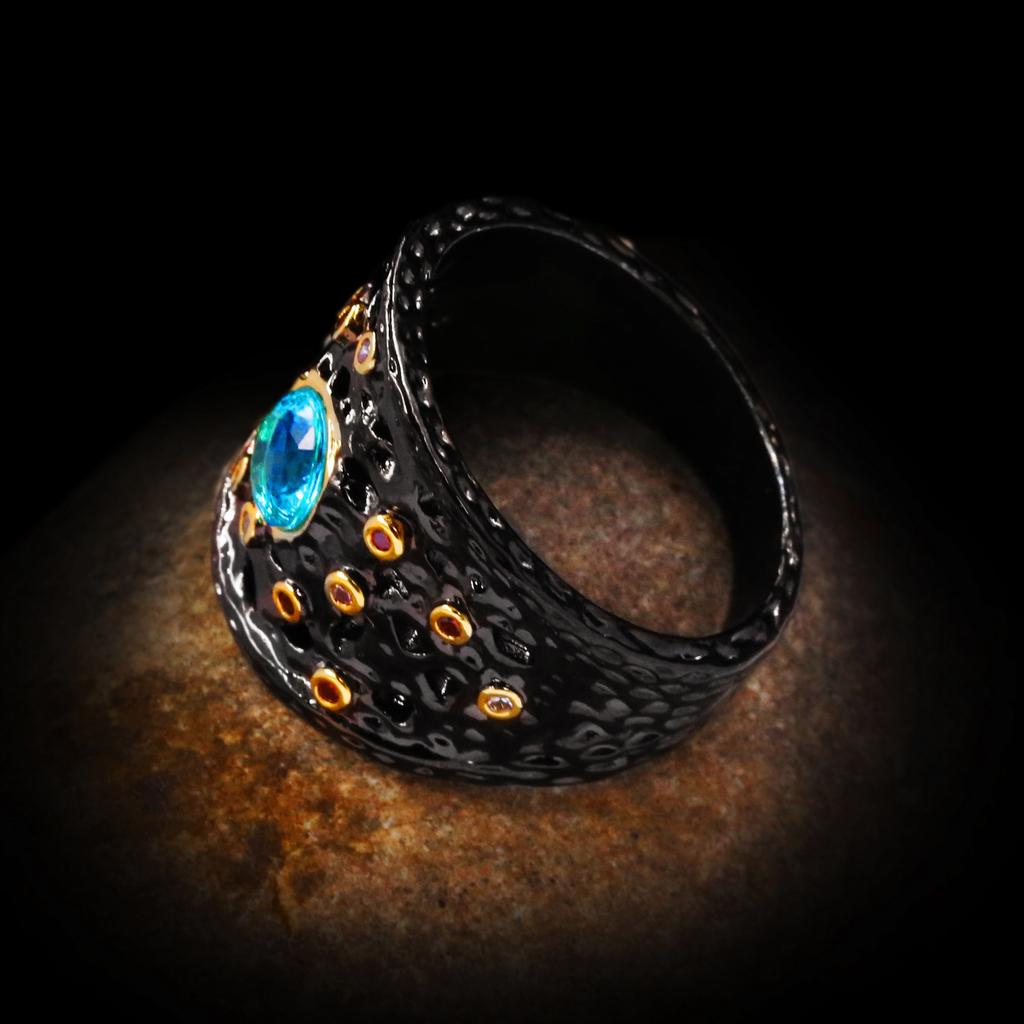 Retro ring female ins trendy cool copper gold-plated European and American cold wind closed ring fashion exaggerated ring