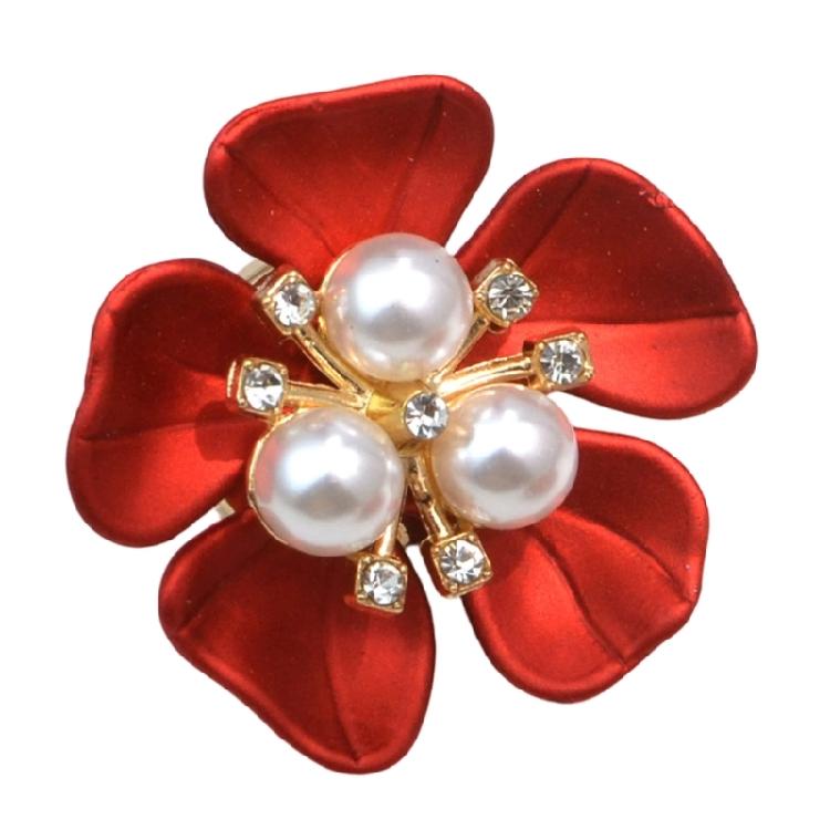 4Pcs Decorative Shirt Cufflinks Clip Rhinestones Pearls Flower Button Clips for Shirt Dress Uniform Coat Embellishments