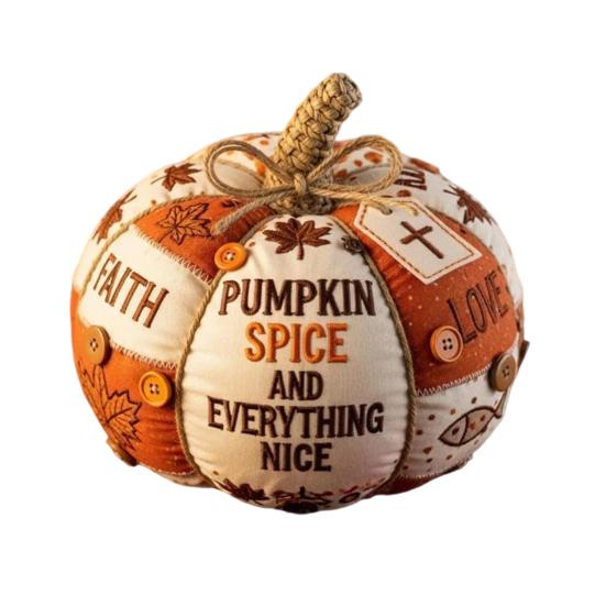 Fall Fabric Pumpkin Decor Rustic Thanksgiving Faux Pumpkin Tabletop Centerpiece with Buttons for Autumn Harvest Table Mantel Decor