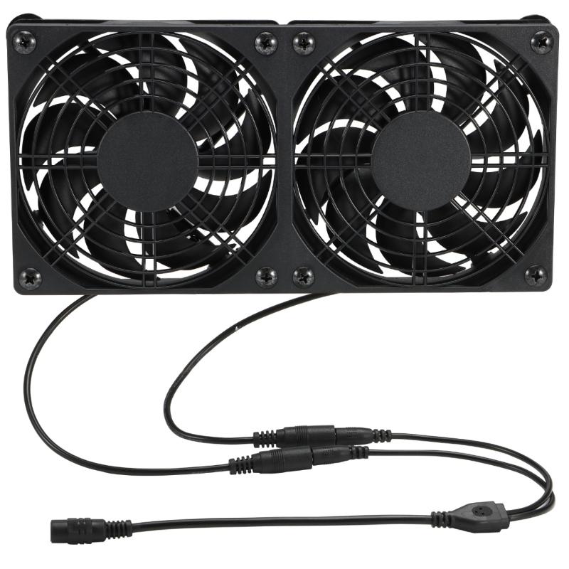 2er-Pack 120mm leiser Lüfter 100V 240V AC Netzteil für PC und Router mit variabler Geschwindigkeitsregelung DC3 12V
