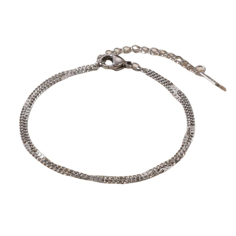 Popular jewelry for girls, fresh students, cold wind bracelet, minimalist and versatile side chain, double-layer bracelet, advanced.