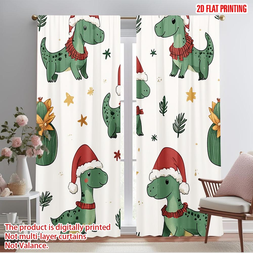

2pcs,2D plane printing Popular Curtains Cute Christmas Dinosaurs Reindeer_a Versatile Polyester Fabric (without rod) Outdoor 74.91×166.09 cm 2pcs