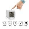 Alarm Clock LED 7 Colors Glowing Change Digital Light Alarm Clock Multi-Funtional Square Shape Clocks For Bedroom