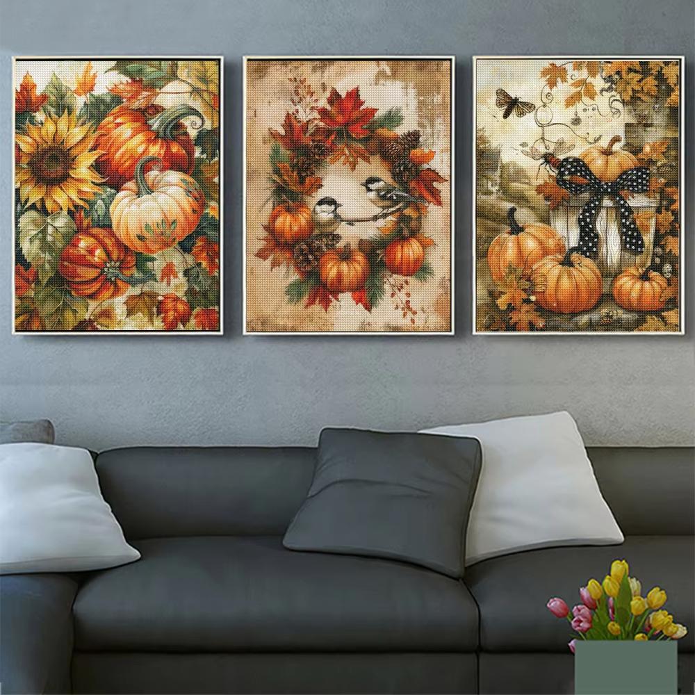 Set Pictură Diamant 5D Dovleac Peisaj de Toamnă Broderie Diamant Mozaic Artă Diamant Complet Imagine DIY Decor de Halloween Cadou