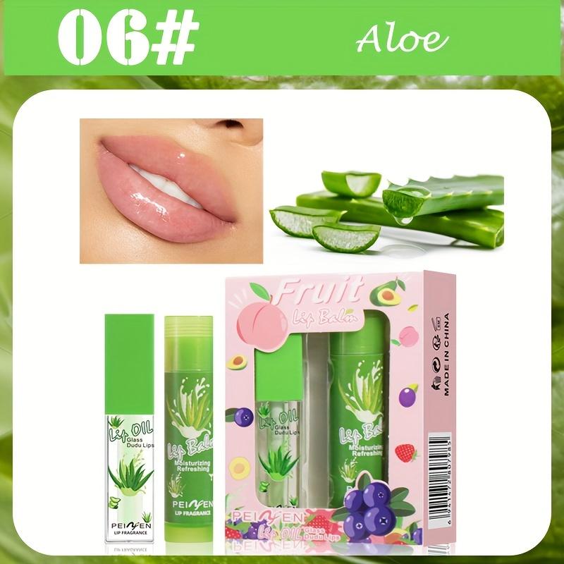 2Pcs/set Day Night Set Moisturizing Lip Balm Lip Gloss Hydrating Moisturizing Anti-Dry Anti Crack Lip Skin Care