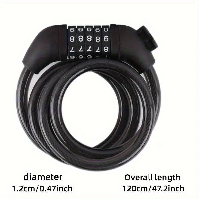 1pc Bike Lock, 4 Feet Bike Locks Cable, High Security 5 Digit Resettable Combination Coiling Bicycle Lock, Heavy Duty Anti Theft Cable Locks
