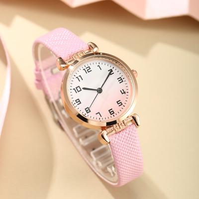 Damenuhren, modisch, süß und vielseitig, Lederband, Uhr für Damen, Quarz-Armbanduhr