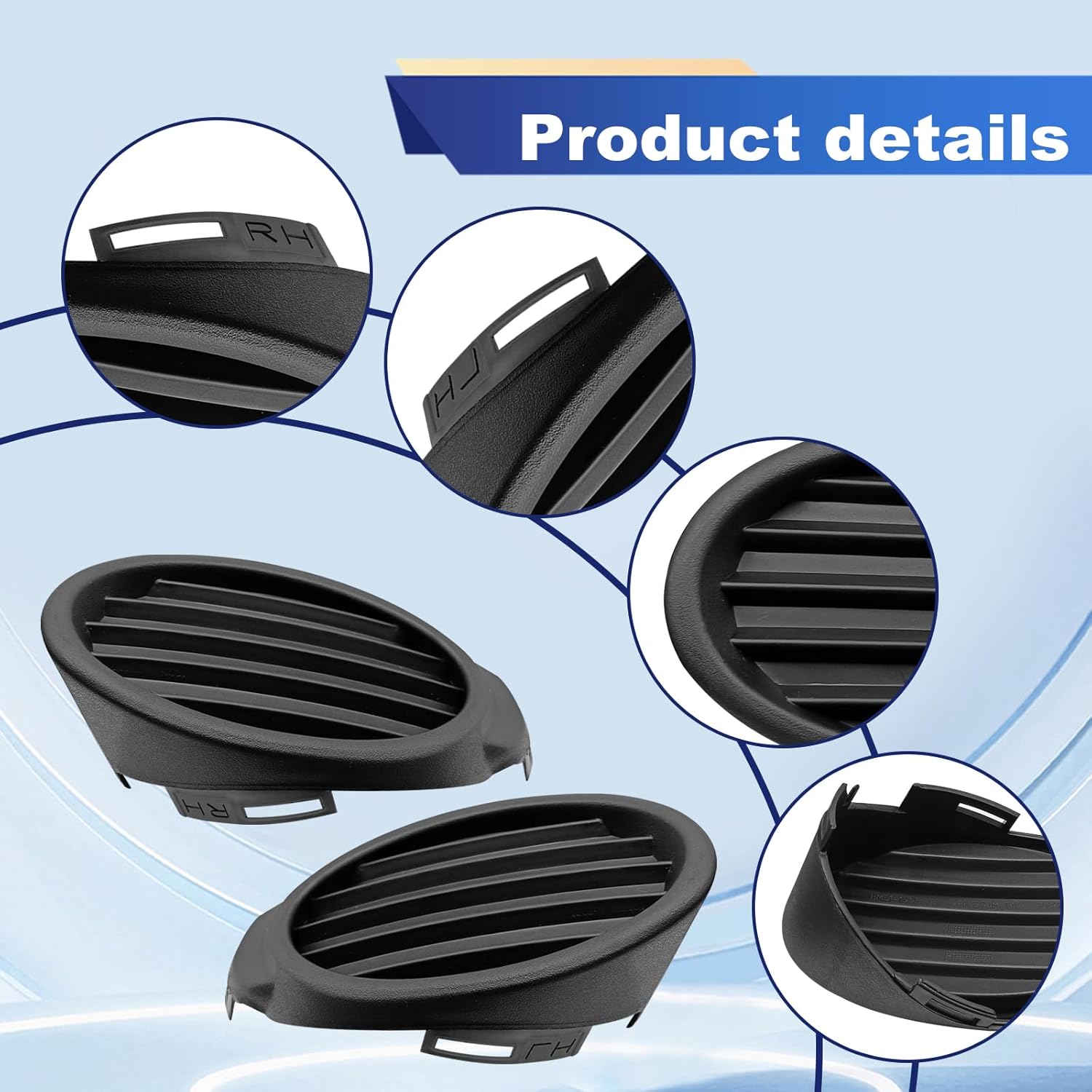 1 Pair Front Fog Light Cover Compatible with F0rd Focus 2012 2013 2014 Left Driver Right Passenger Side Car Lamp Hole Cover Insert Left & Right Black