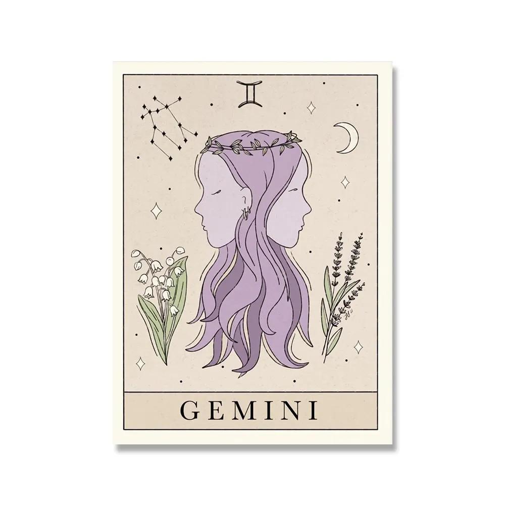 Postere și imprimeuri cu constelații Balanță Leu Pești Taur Pisică Artă de perete Pictură pe pânză Nordic Dormitor pentru copii Imagine de decorare a casei