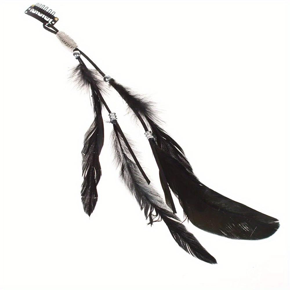 

Faux Feather With A Snap Clip Boho Style Feather Tassel Hair Extension Hair Clip For Women Daily Use чёрный