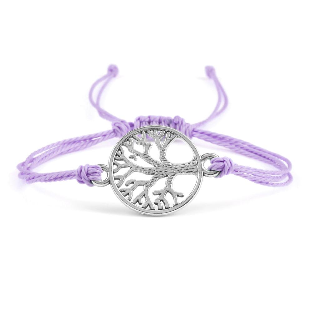 26Colors Wax Thread Braided Bracelets Charm Silver- Tree of Life String Bracelet Adjustable Bangles Friendship Gift Jewelry