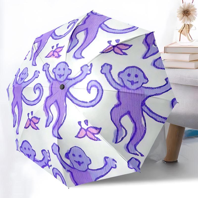 1pc Monkey Pattern Automatic Open/close Folding Umbrella, Compact Portable Travel Umbrella yy251230167