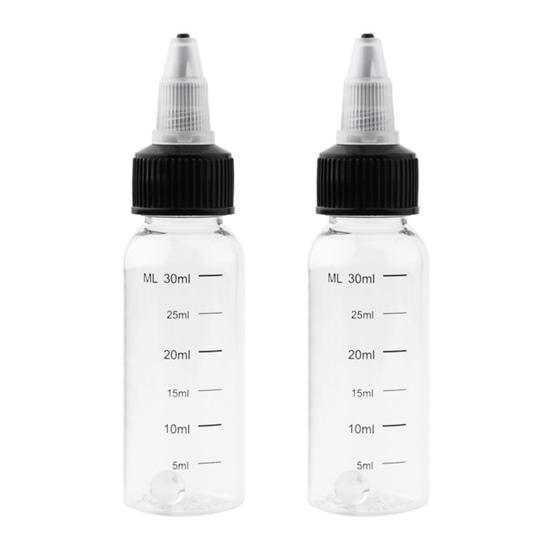 2/3/4Pcs 30/50/100/230ML Clear Paint Bottle with Scale Marking Refillable Dispensing Bottle Empty Squeeze Bottle with Glass Mixing Ball 30ML 2pcs