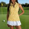 Camiseta de Golf sin Mangas para Mujer con Cuello de Cremallera y Estampado, Camiseta sin Mangas Deportiva para Deportes y Actividades al Aire Libre