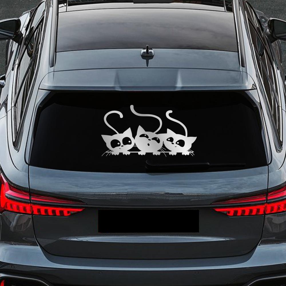 Creative&Funny Car Sticker Three Cute Cats Cartoon Vinyl Decal For Car Body Window Side Door DIY Decoration Sticker Accessories