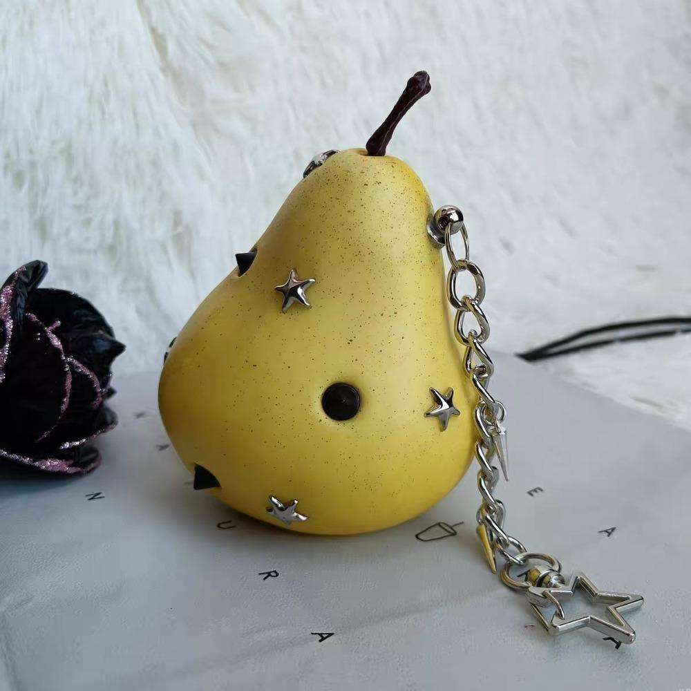 Lolita Simulation Fruit Keychain Y2K Pu Fruits Bag Pendant Star Rivet Bag Charm Key Ring