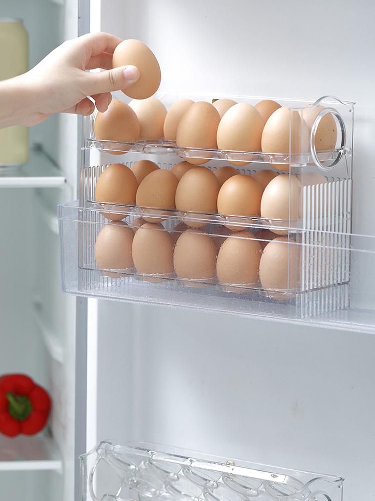 Fridge Egg Holder 26x20.2x10cm 30 Eggs Storage Container for Refrigerator Side Door Green