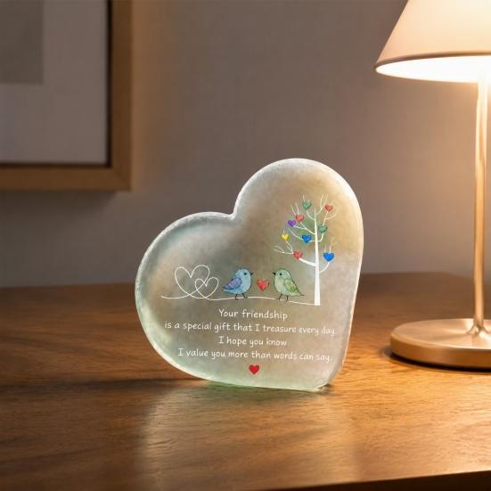 Inspirational Hanging Ornaments Heart Ornament with Heartwarming Message, Best Friend Decorative Acrylic for Friends Keepsake, Desk Decoration