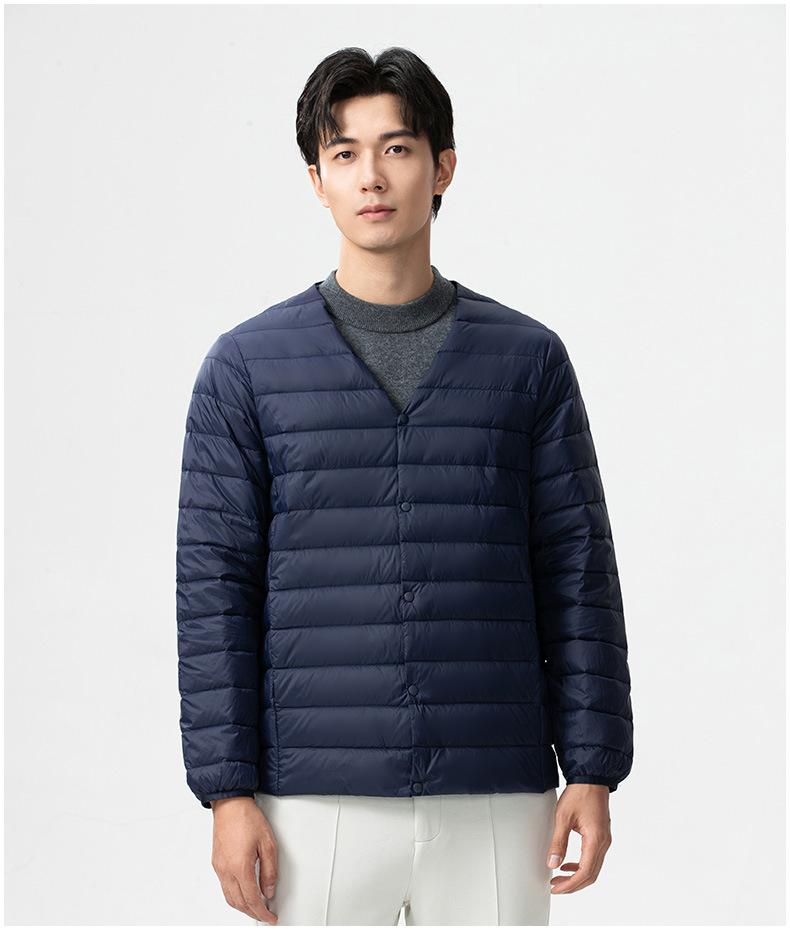 Men's Two-Opening Stand-Up Collar Lightweight Down Jacket - Warm White Duck Down for Autumn/Winter