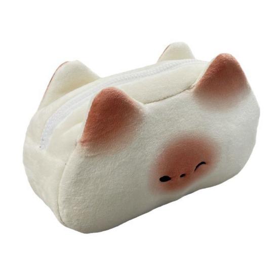 

Cute Cat Pencil Case Large Capacity Pencil Pouch Cute Toast Shape Smooth Zipper Closure Stationery Bag Multipurpose Organizer A