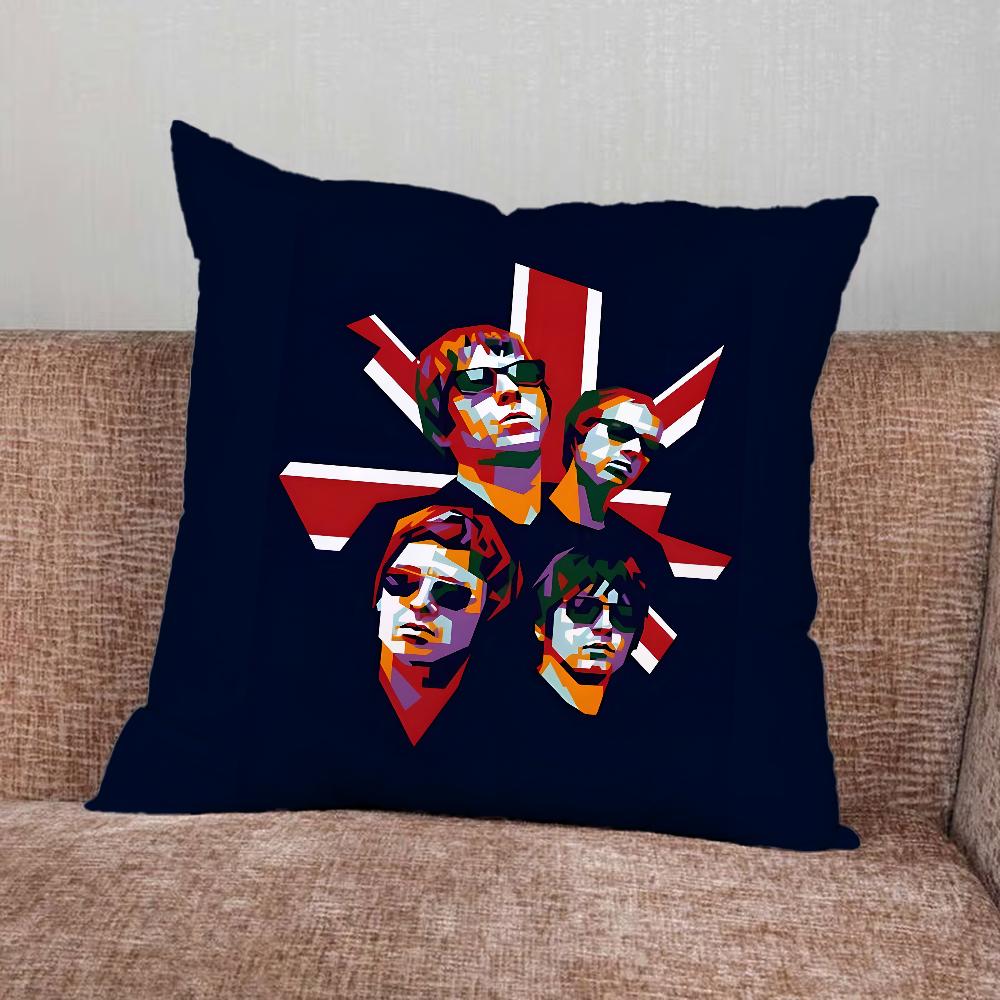 Music O-Oasis Band Pillow Case For Home Bedroom Car Office Decoration Living Room Sofa Cushion Cover Suitable