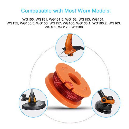 4/6Pcs Peças de linha de carretel de substituição Aparador de grama Edger com tampa para WORX WA0010