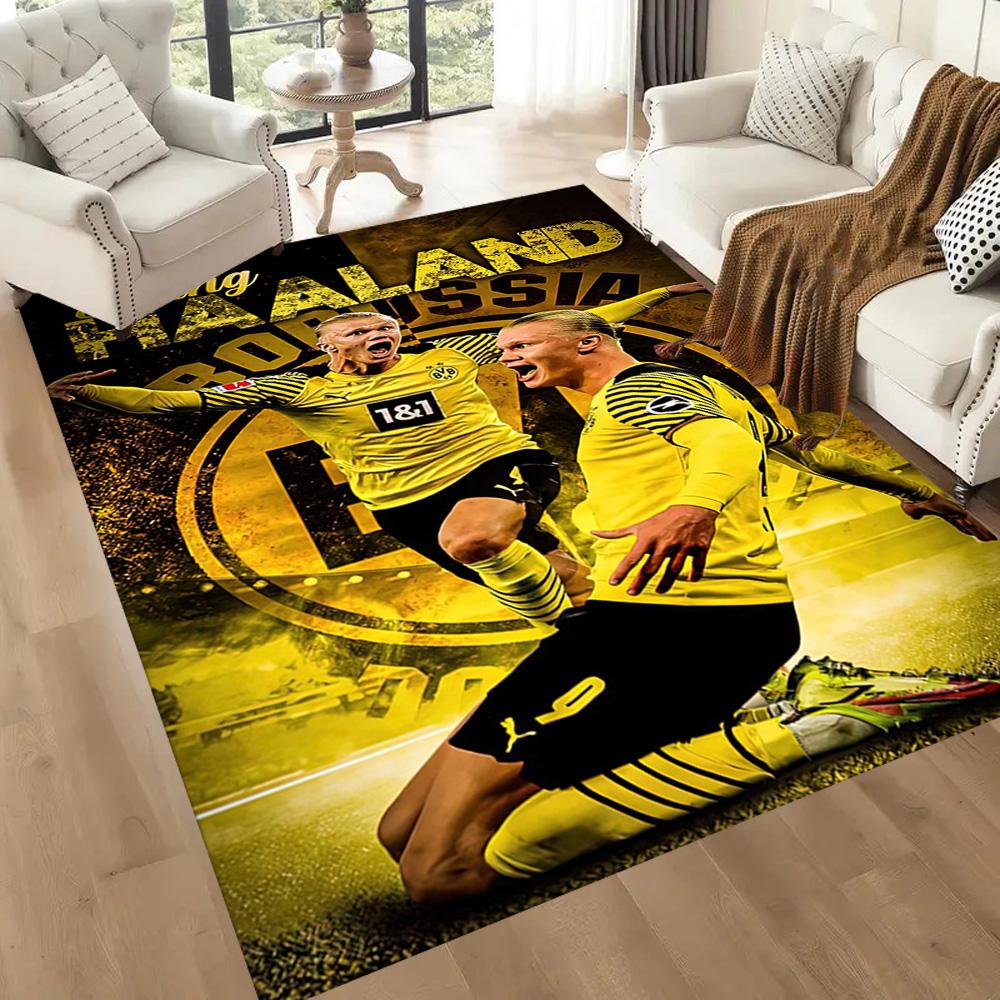 Electric Soccer Moment Square rugs are a great choice for living rooms, bedrooms, home décor, and as gifts.