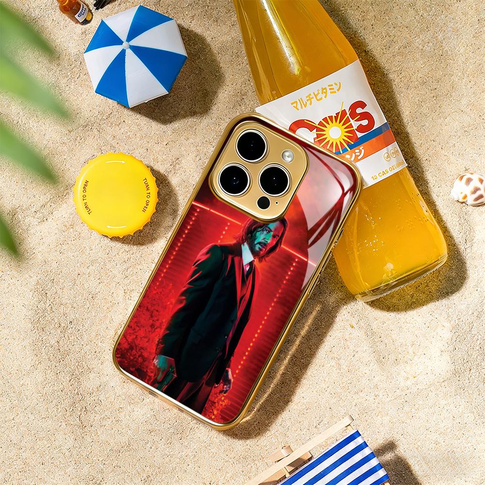 

Handsome Neon John cool man Phone Case For iphone 17 16 15 14 13 12 11Pro Plus Max Gold-plated glass Phone Case iPhone 11 Pro