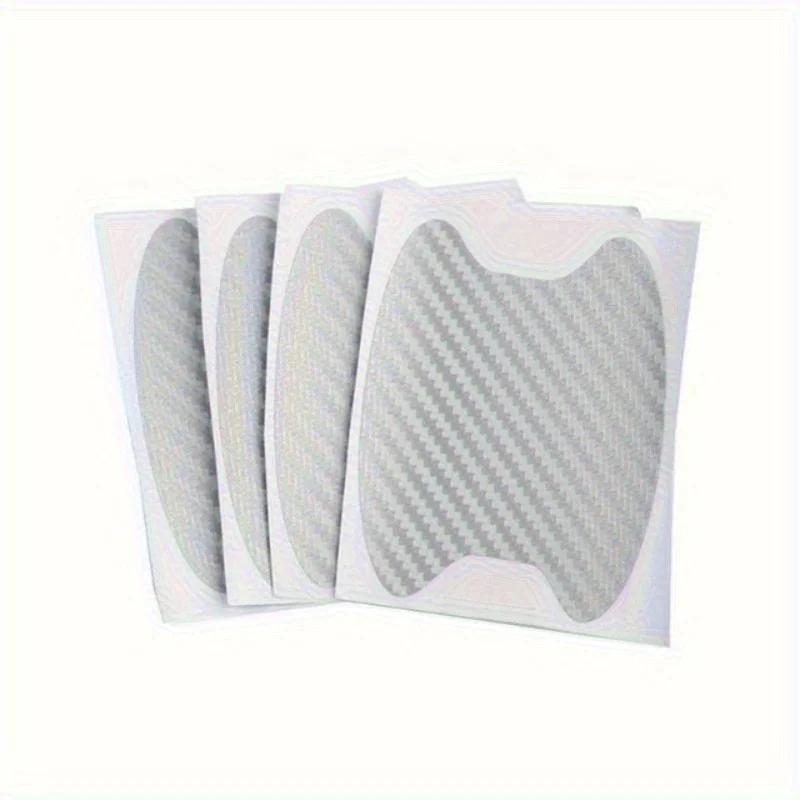 4 Pcs/set Universal Carbon Fiber Car Door Handle Protector - Scratch Resistant Adhesive Film серебряный
