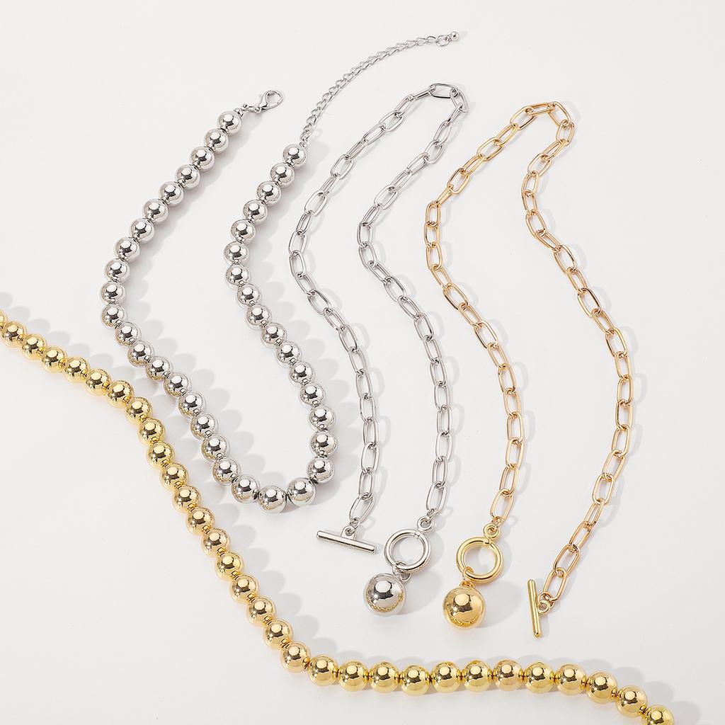 Women European Jewelry Fashion Trend Design Hot Girl Ball Chain Layered Necklace Bracelet Set