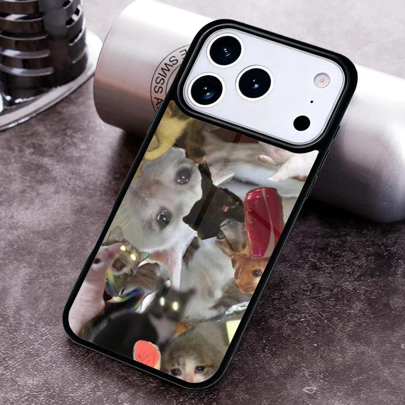 Crying Cat Meme Phone Case For iPhone 17 16 15 14 13 12 11 Pro Max Plus 17Air Soft Silicone Cover