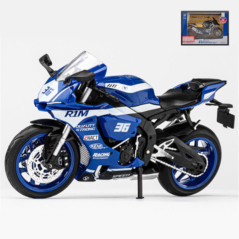 1:12 Yzf-R1M Alloy Racing Motorcycle Model Diecast Street Sports Motorcycle Model Simulation Sound And Light Childrens Toys Gift