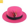 Men'S And Women'S Woolen Wool Flat Top Top Top Hat Retro Chicken Feather Jazz Hat Gentleman'S Hat Jdl-008A