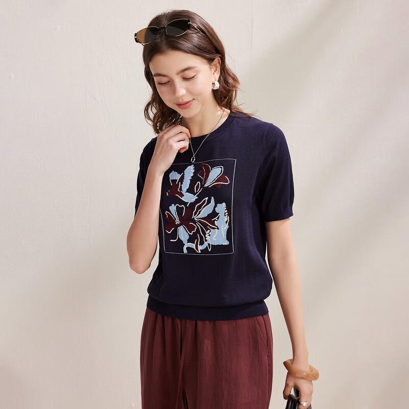 Zhaojun Women's Elegant Mulberry Silk Blend Knit T-Shirt