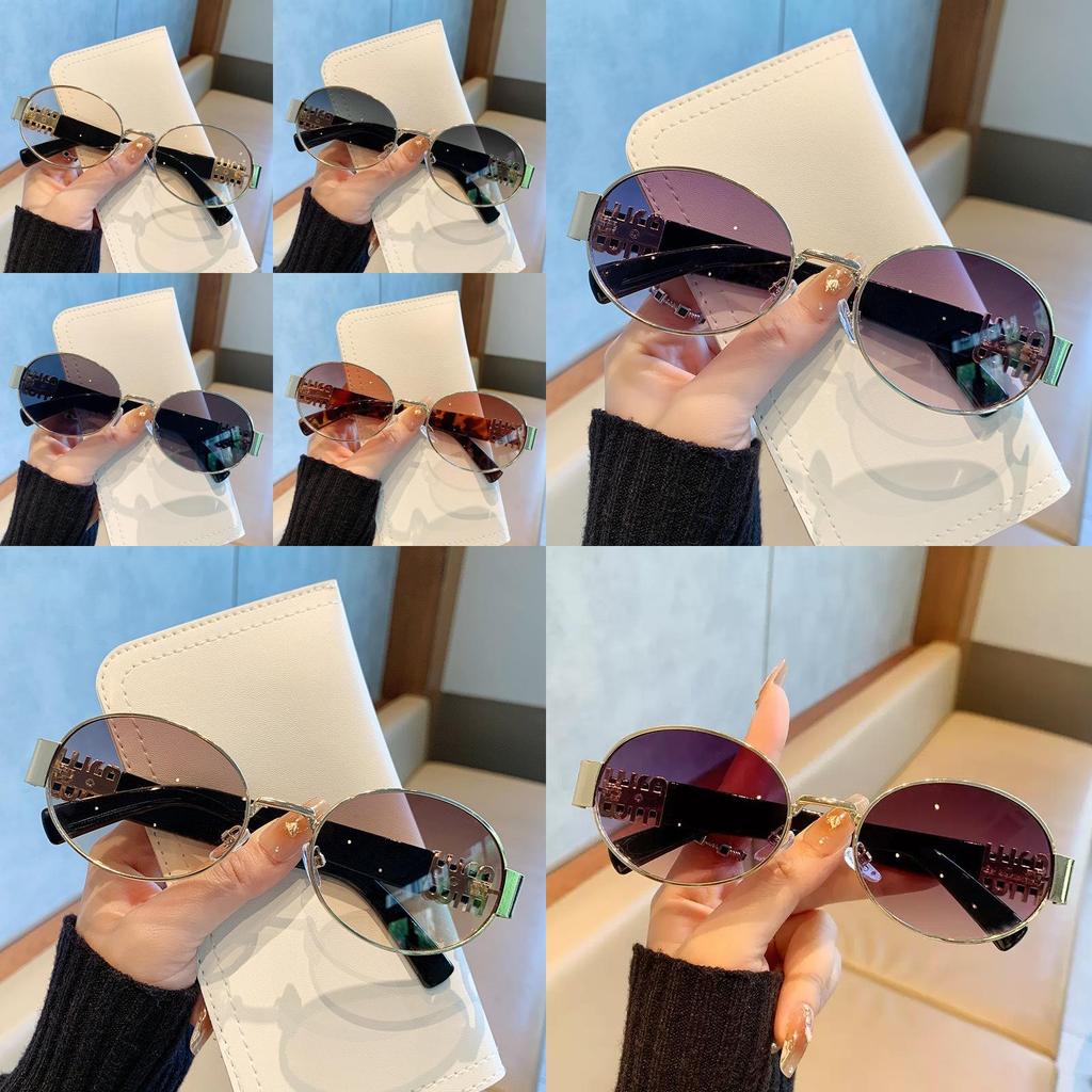 Vintage Metal Oval Sunglasses With Uv400 Protection For Fashionable Men And Women