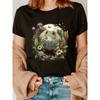 Damen Cottagecore Frosch liest Buch T-Shirt - Vintage Kurzarm Top mit süßem Frosch & Buchstaben Print
