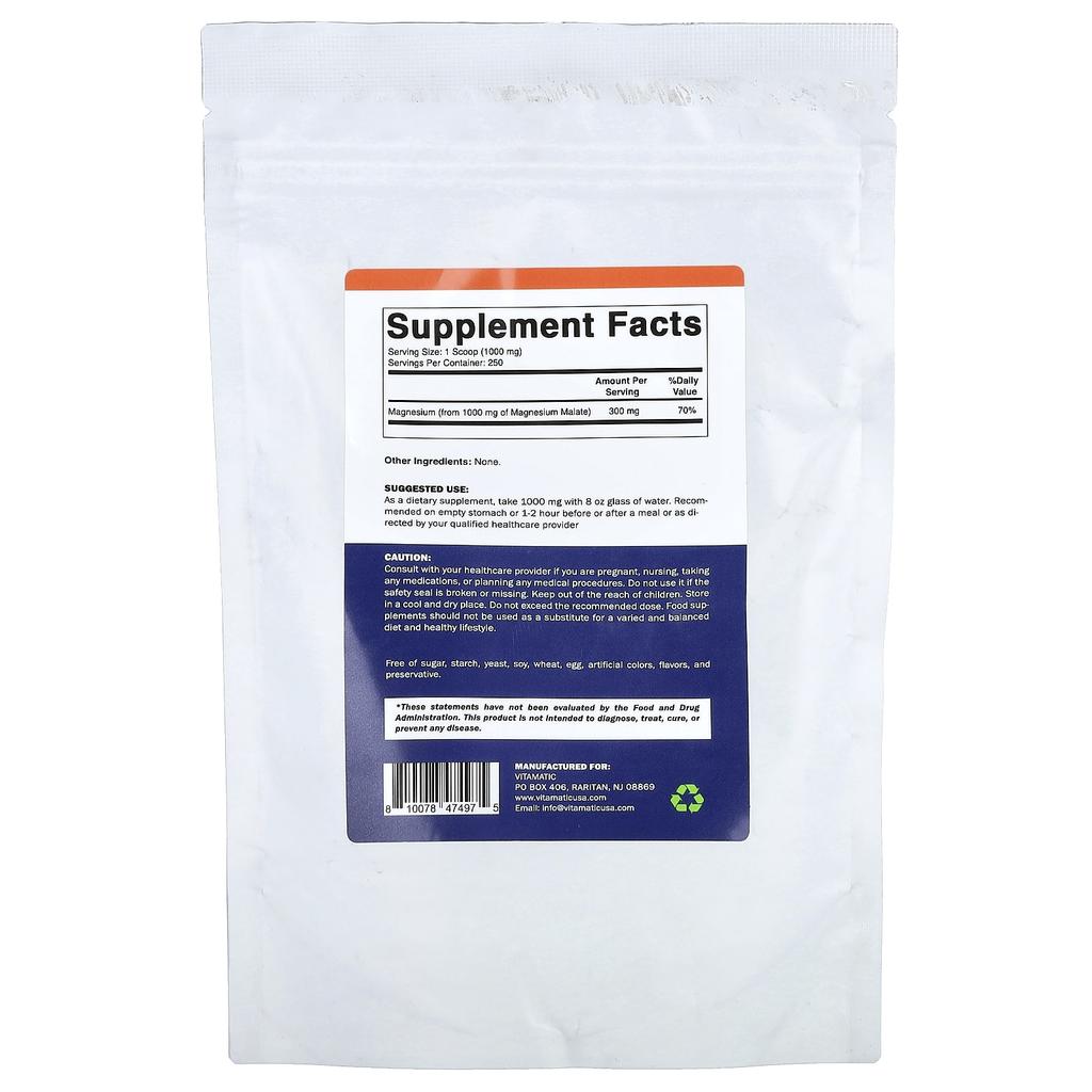 Vitamatic, Magnesium Malate Powder, 250g (8.8oz)
