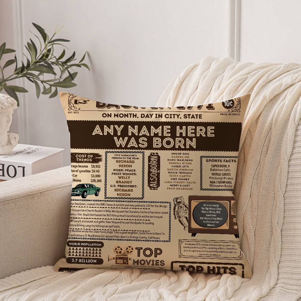 Federa Cuscino Giornale Retro Americana Decorazione Casa Coperta per Divano Letto Auto Decorazione Stanza Idea Regalo