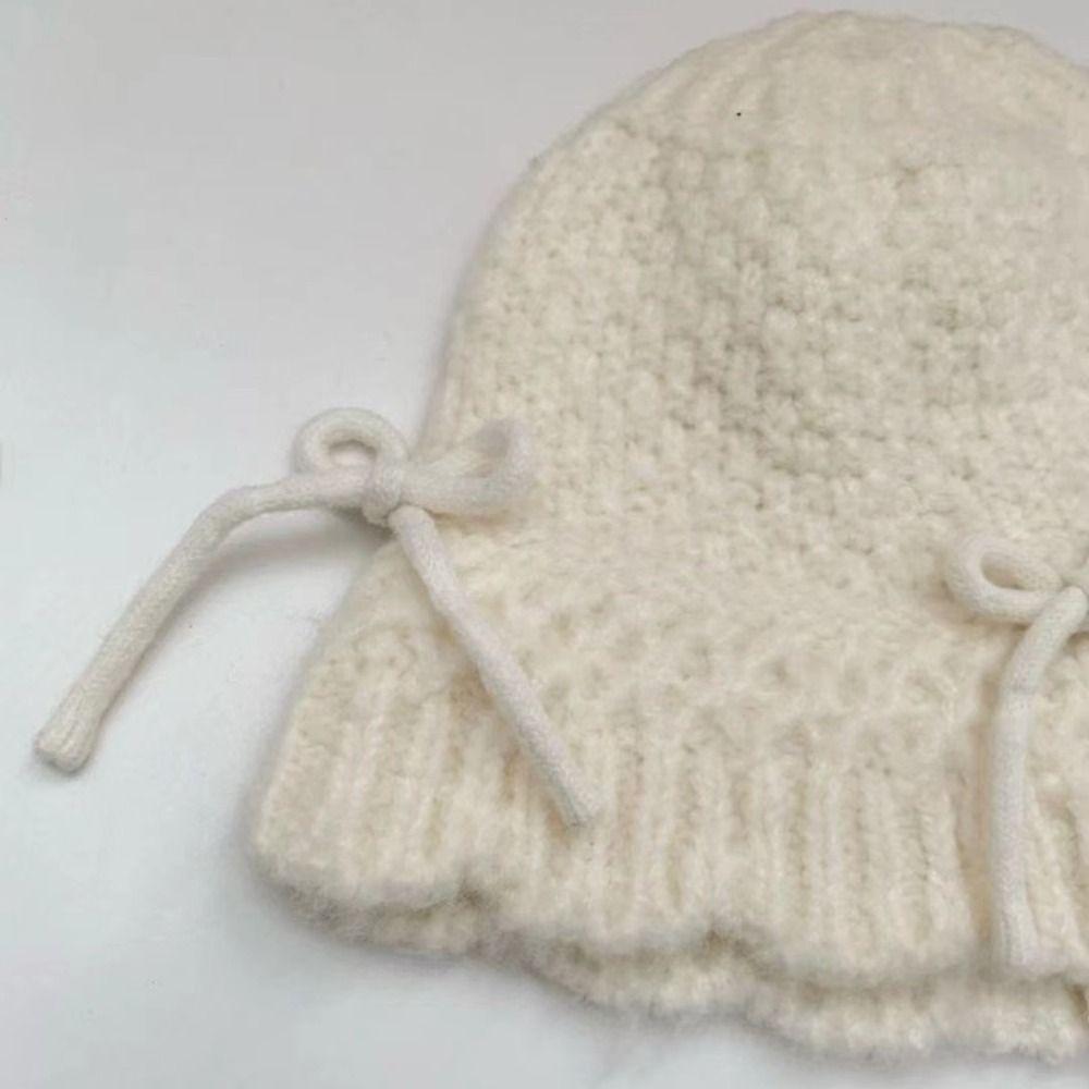 Bow Bowknot Knitted Hat Warm Cap Winter Cap Cute Bucket Hat Girls