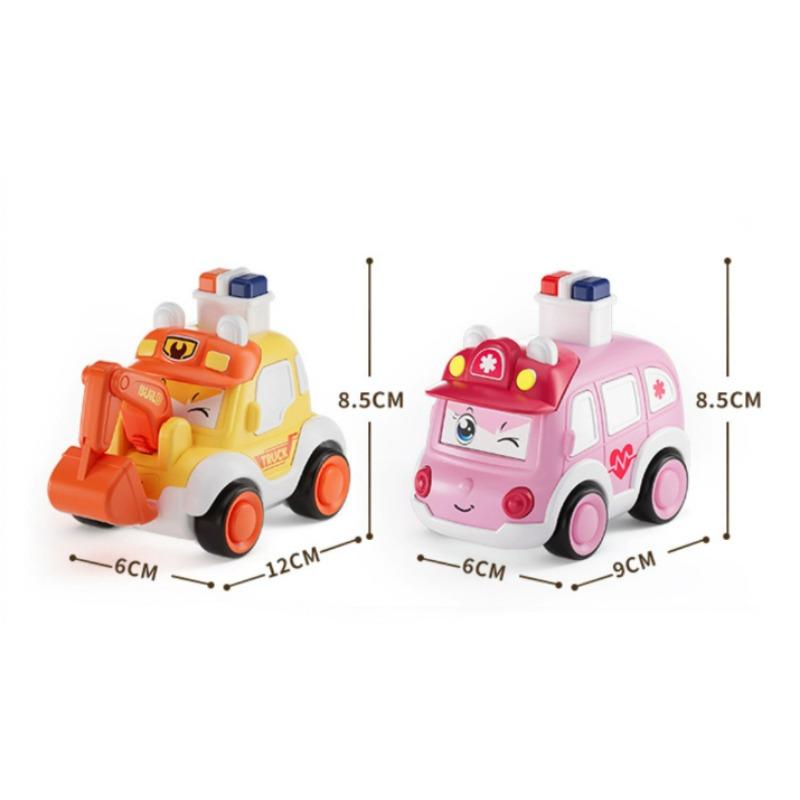 1PC Baby Toddler Press and Go Vehicle Cartoon Infant Mini Animal Ambulance Police Car Fire Truck Excavator Model Gift Idea ideal for Children