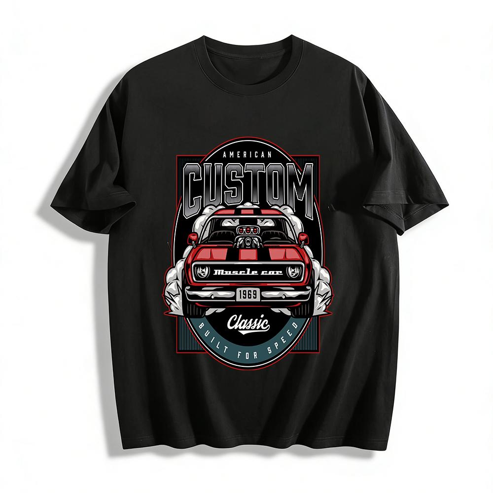 American 1969 Classic Muscle Car Retro Print T-Shirt Pure cotton T-shirt XXS