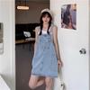 Oversize Women Denim Suspender Strap Dresses Summer Sleeveless Loose Casual Short Dress Female Versatile Sundress