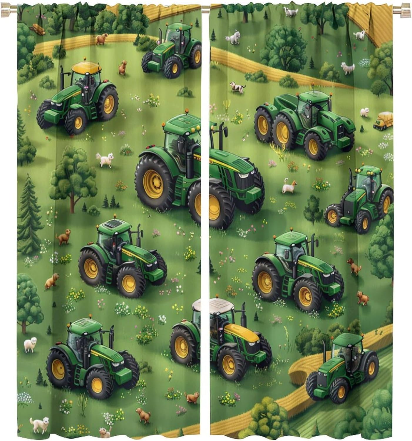 

Занавески Блэкаут с рисунком деревенского трактора и грузовика Природа, Ферма, Цветочный, Трава, Домашний Декор, Сквозные петли для карниза, Оконные шторы для гостиной, спальни - 2 100*130 HOOK 1pcs