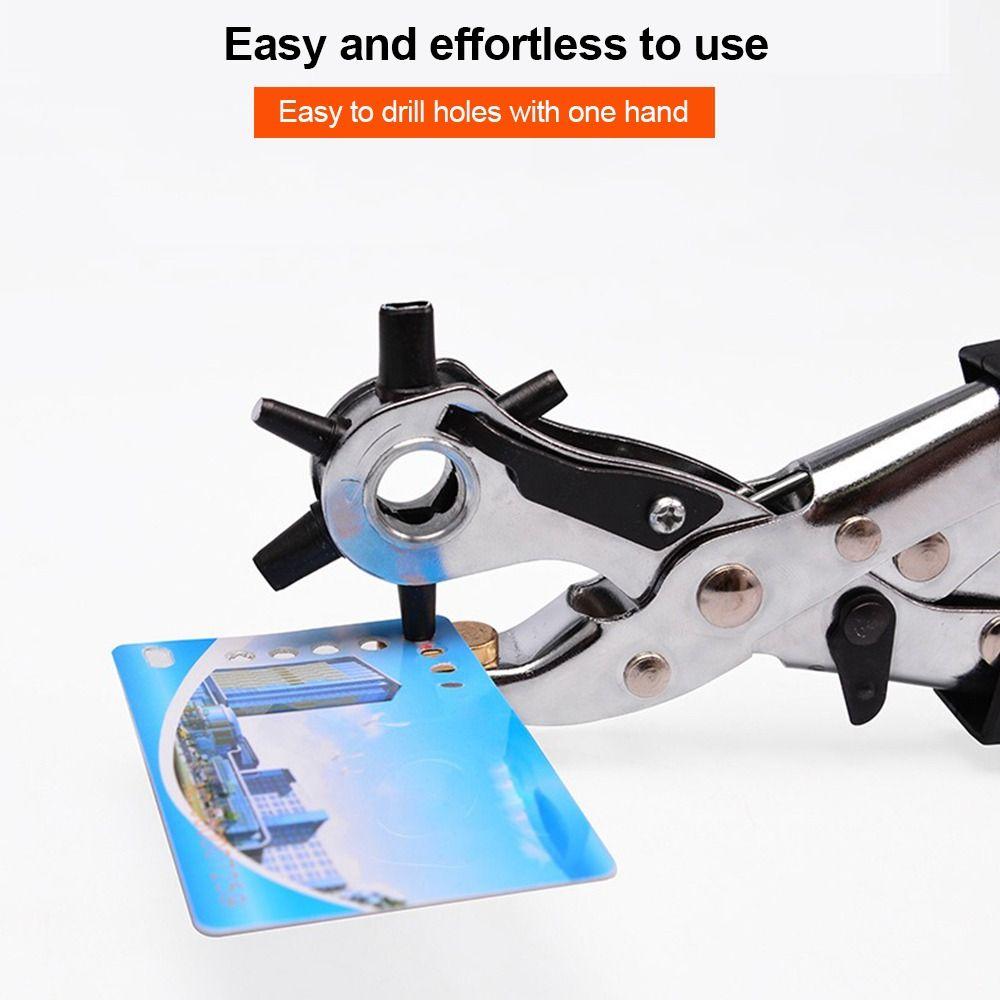 Useful Metal Leather Hole Punch Pliers Handheld Revolving Hole Punching Tool Adjustable Ergonomic Handle Hole Puncher