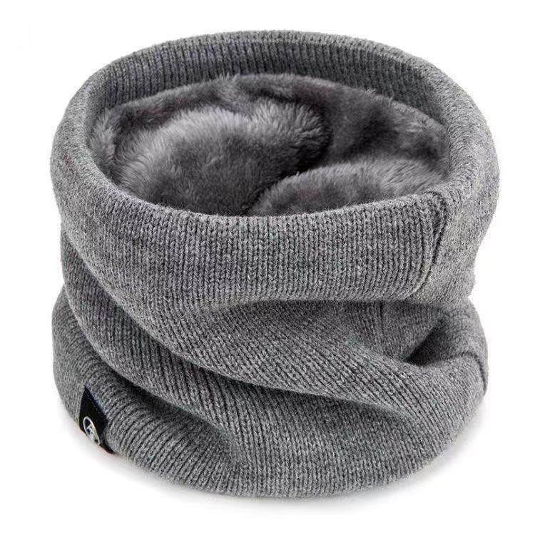 Solider Winter-Plüsch-Schalldämpfer aus Wollstrick für Frauen, Fleece-Ring, Bandana-Schal, Halswärmer, Buff, dickes Kaschmir-Stirnband, Skimaske
