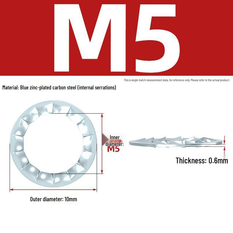 Carbon Steel Zinc-Plated Lock Washer with Inner and Outer Teeth