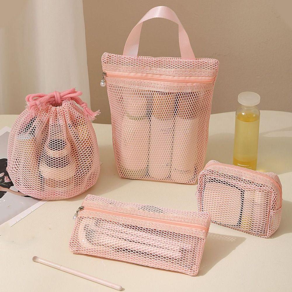 Portable Mesh Makeup Bag Gauze Toiletry Bag Portable Travel Storage Bag Business