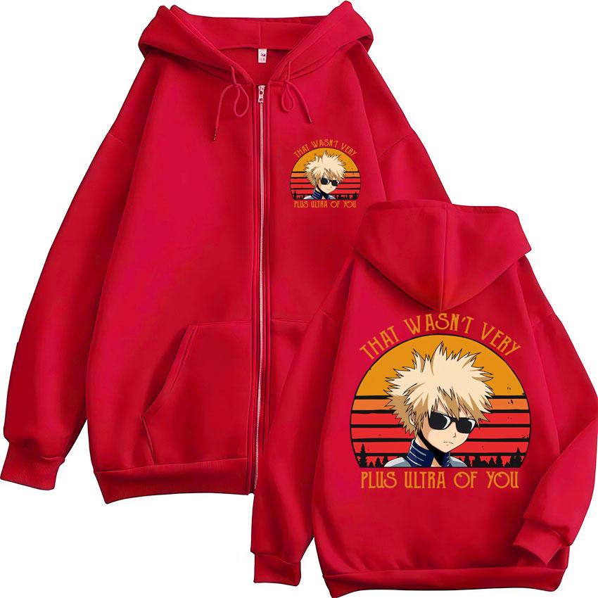 Anime My Hero Academia Katsuki Bakugo Zip Up Hoodies Men Women Harajuku Vintage Manga Sweatshirt Oversized Jackets