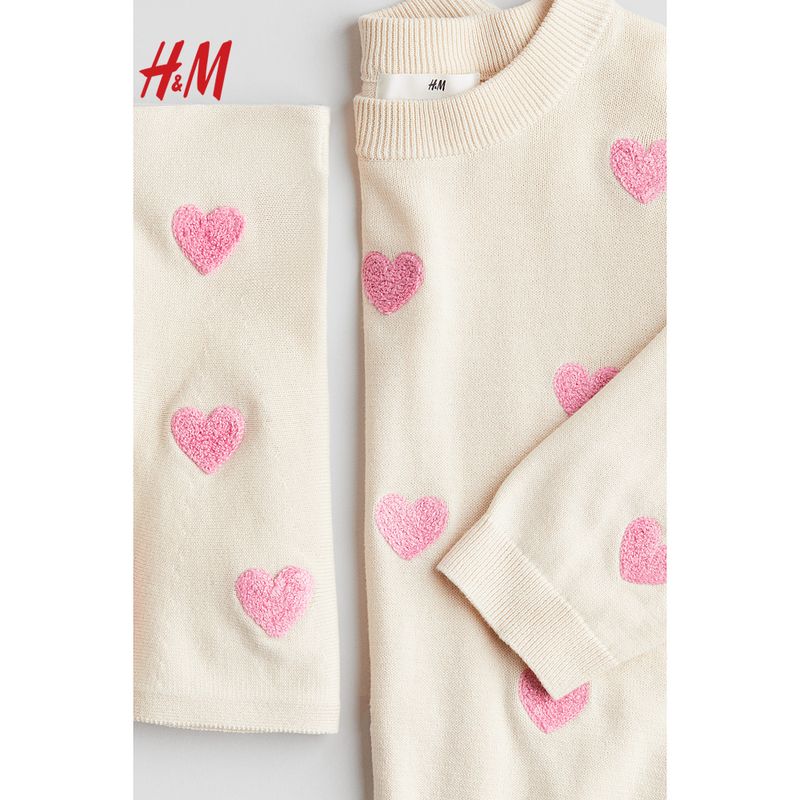 

HM Children s Clothing Girl Suit 2-Piece Summer Plaid Fine Knitting Cotton Suit 1179402 White/Heart 90/52(1 ½-2Y)