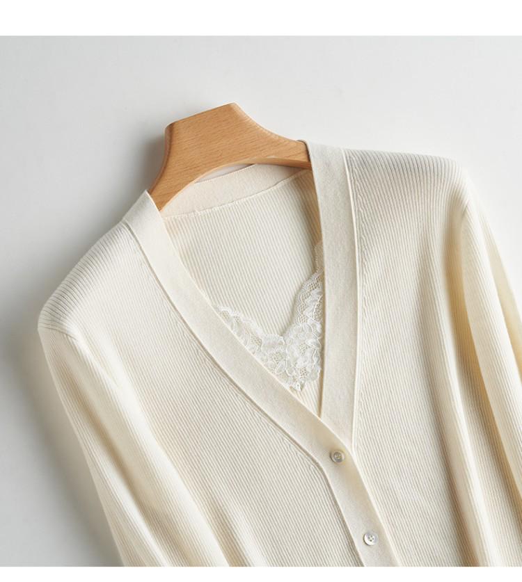 Ultra-Fine 100% Pure Wool V-Neck Cardigan: Women's Spring/Autumn Loose Knit Sweater